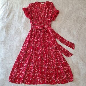 Max Studio Red Fit & Flair Dress, Medium